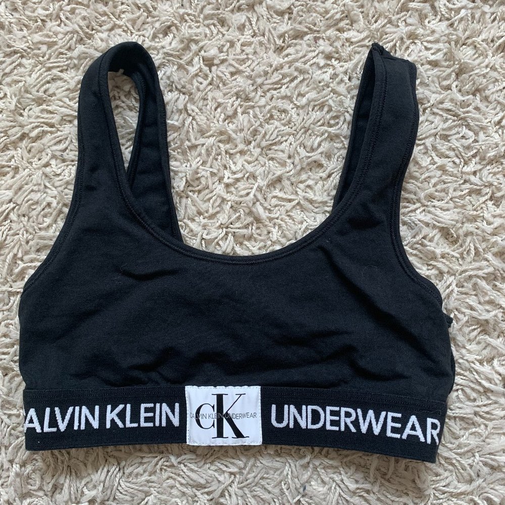 Calvin Klein Black Logo Scoop Neck Bralette